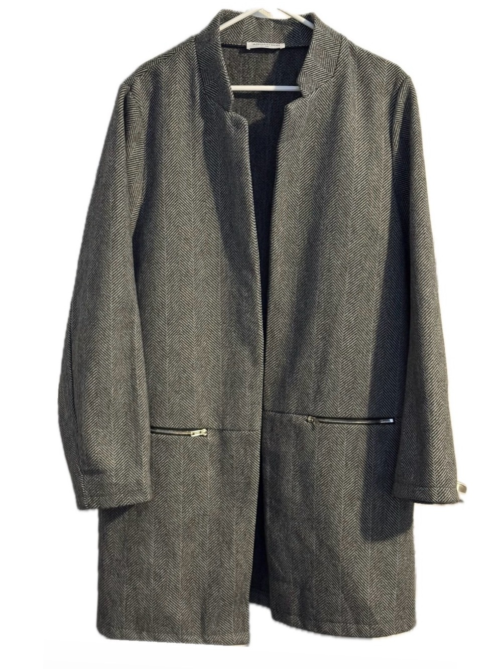 Angashion Herringbone Open Front Cardigan Coat Jacket Blazer XXL Grey